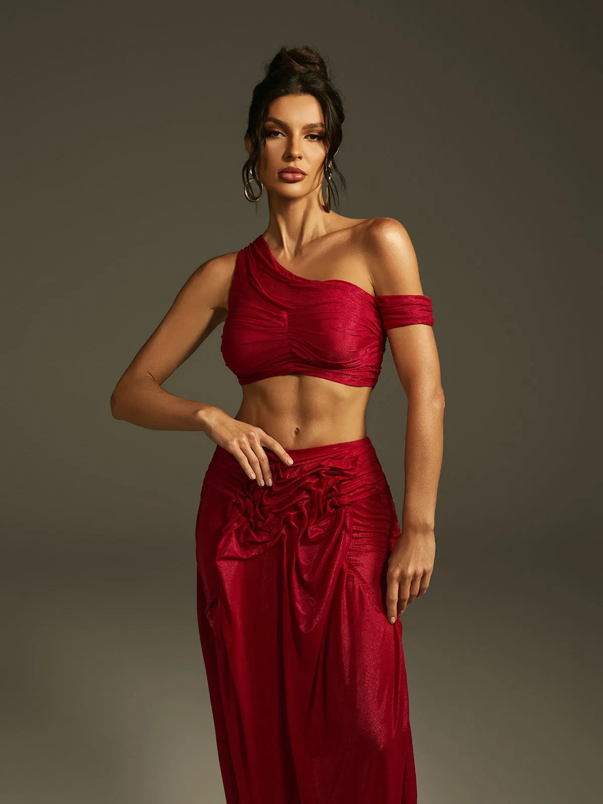 Lanai Ruched Skirt Set In Red sold by Mew Mews product image thumbnail 5