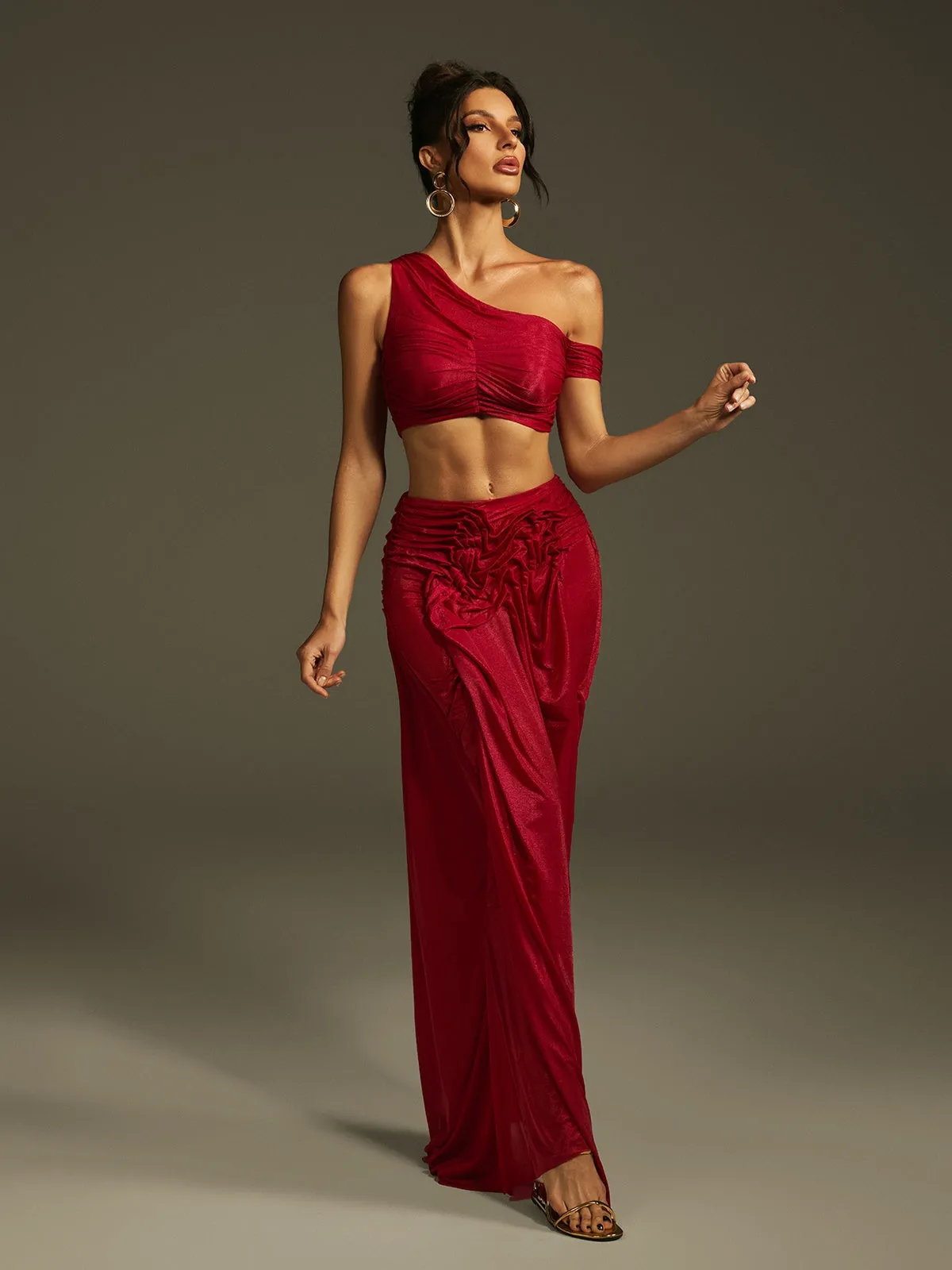 Lanai Ruched Skirt Set In Red sold by Mew Mews product image thumbnail 4