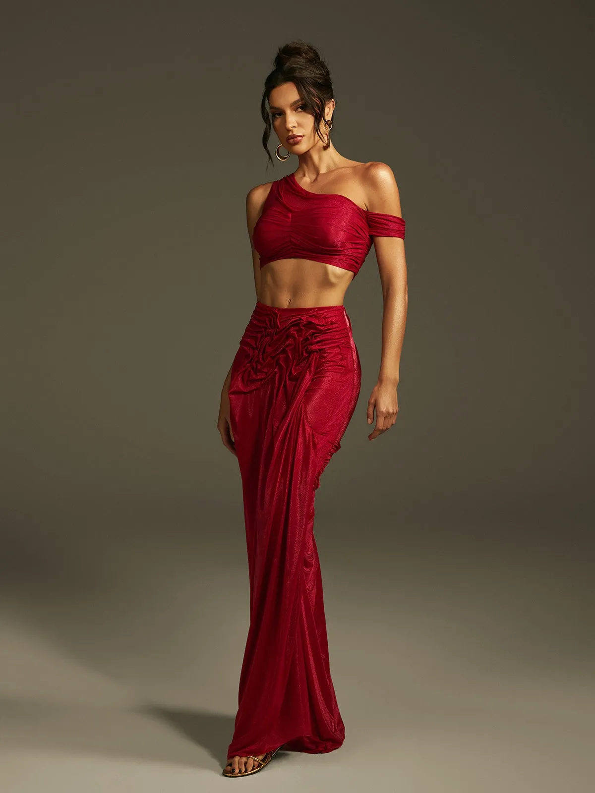 Lanai Ruched Skirt Set In Red sold by Mew Mews product image thumbnail 2
