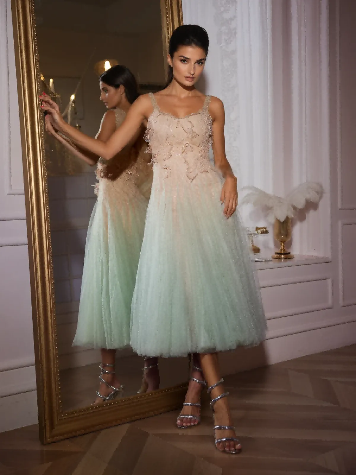 Qaldrex Spaghetti Ombre Lace Midi Dress sold by Mew Mews