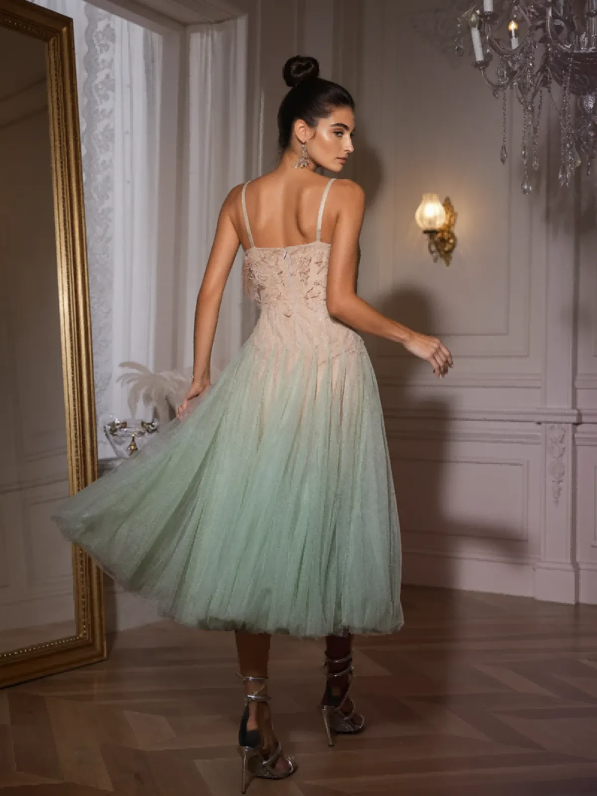 Qaldrex Spaghetti Ombre Lace Midi Dress sold by Mew Mews product image thumbnail 4