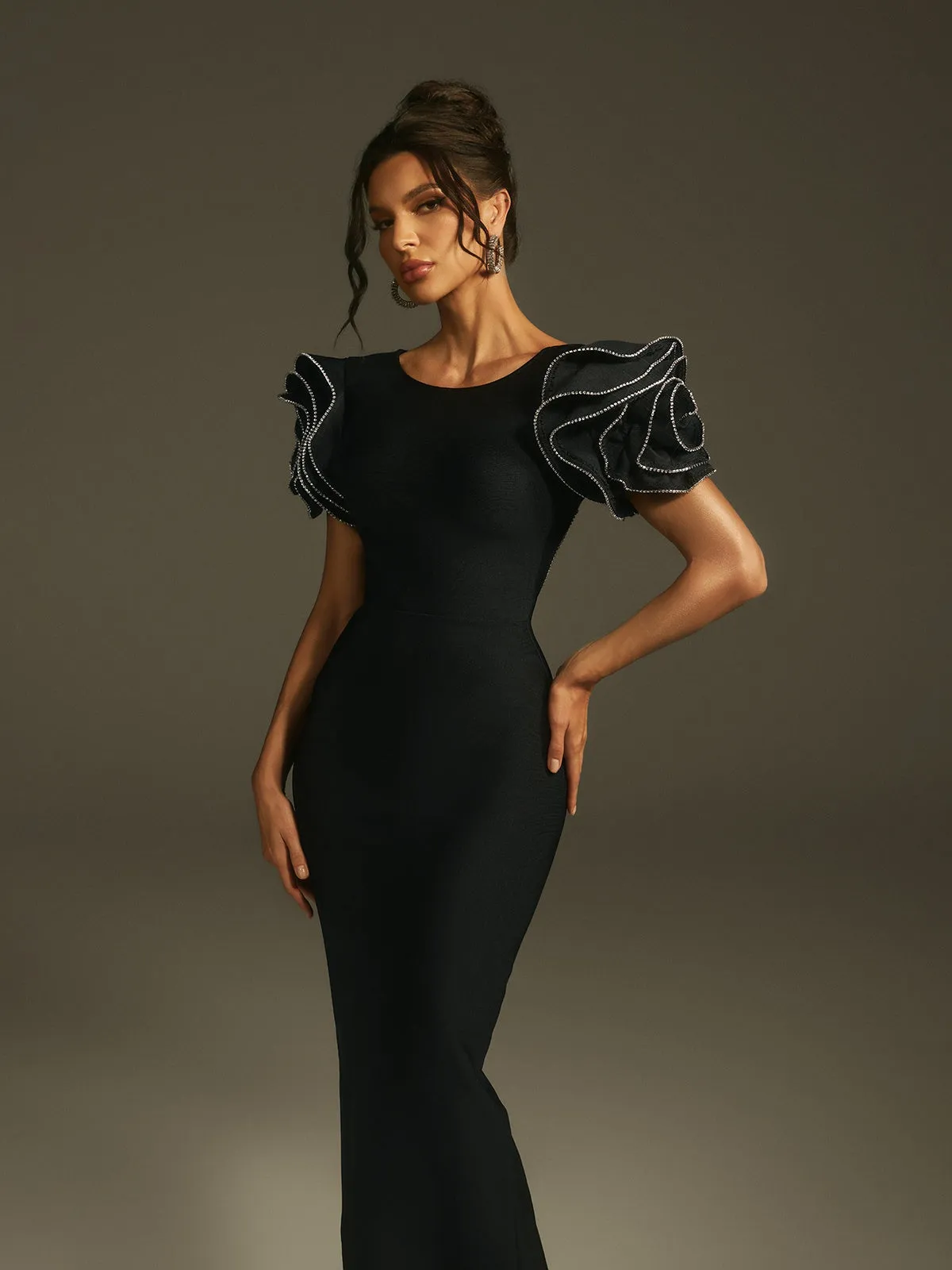 Lexine Backless Rhinestone Bandage Maxi Dress sold by Mew Mews product image thumbnail 3