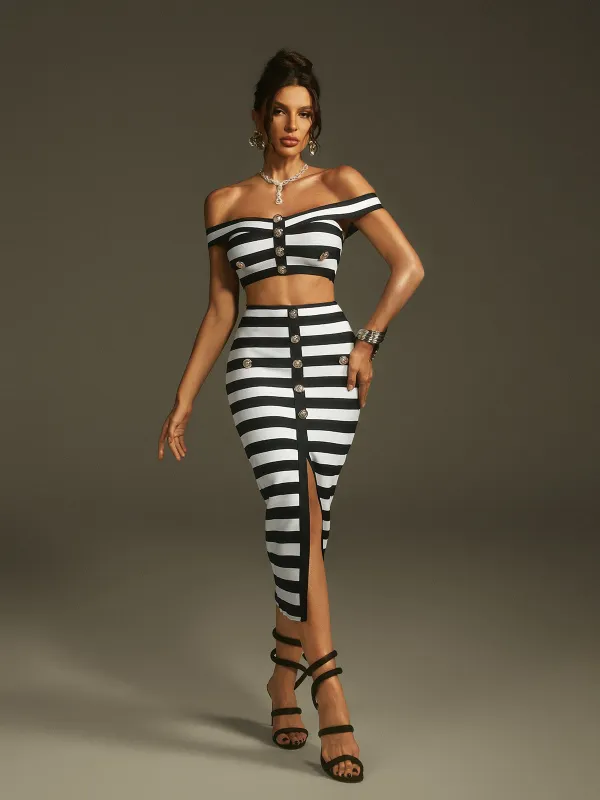Marfa Off Shoulder Bandage Skirt Set sold by Mew Mews