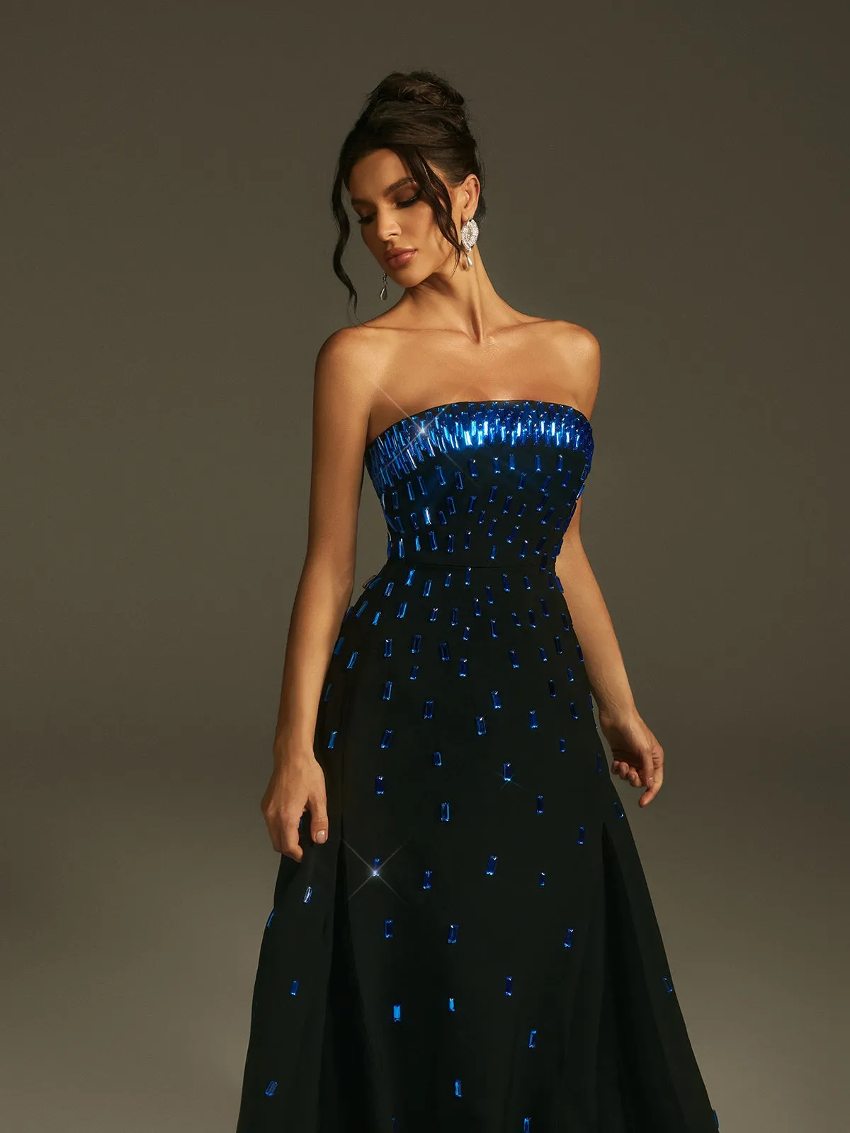 Leimomi Strapless Crystal Maxi Dress sold by Mew Mews product image thumbnail 4