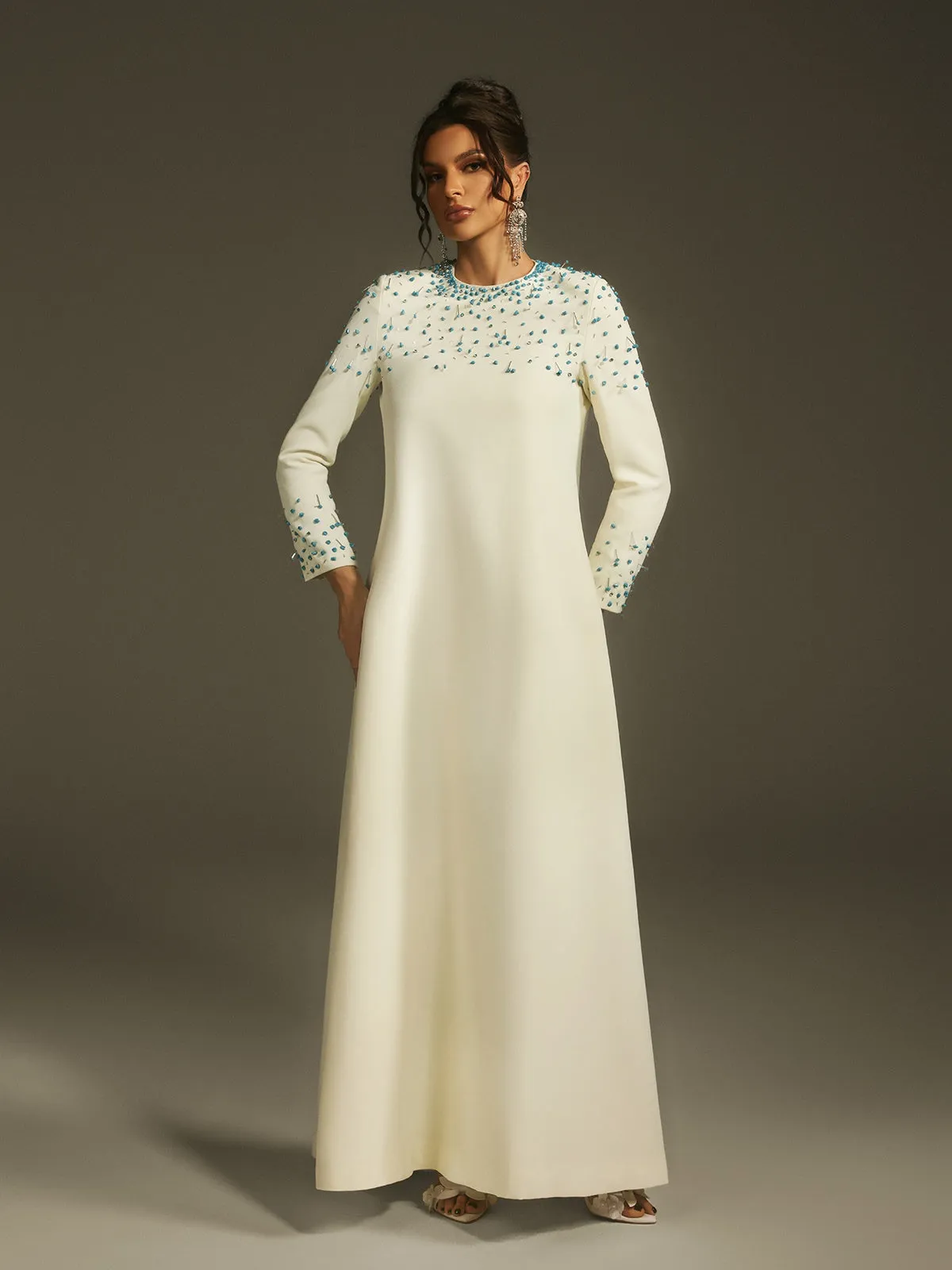 Lefwin Long Sleeve Crystal Maxi Dress sold by Mew Mews product image thumbnail 5