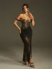 Marged Off Shoulder Lace Mesh Maxi Dress sold by Mew Mews