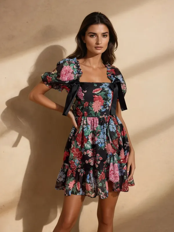 Nakima Short Sleeve Floral Mini Dress sold by Mew Mews