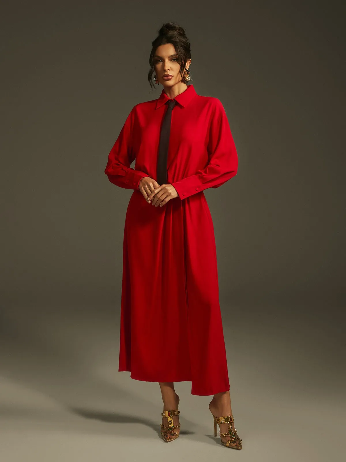 Lamech Folded Collar Split Maxi Dress sold by Mew Mews product image thumbnail 5