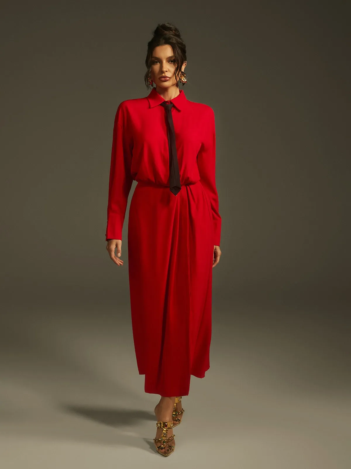 Lamech Folded Collar Split Maxi Dress sold by Mew Mews product image thumbnail 4