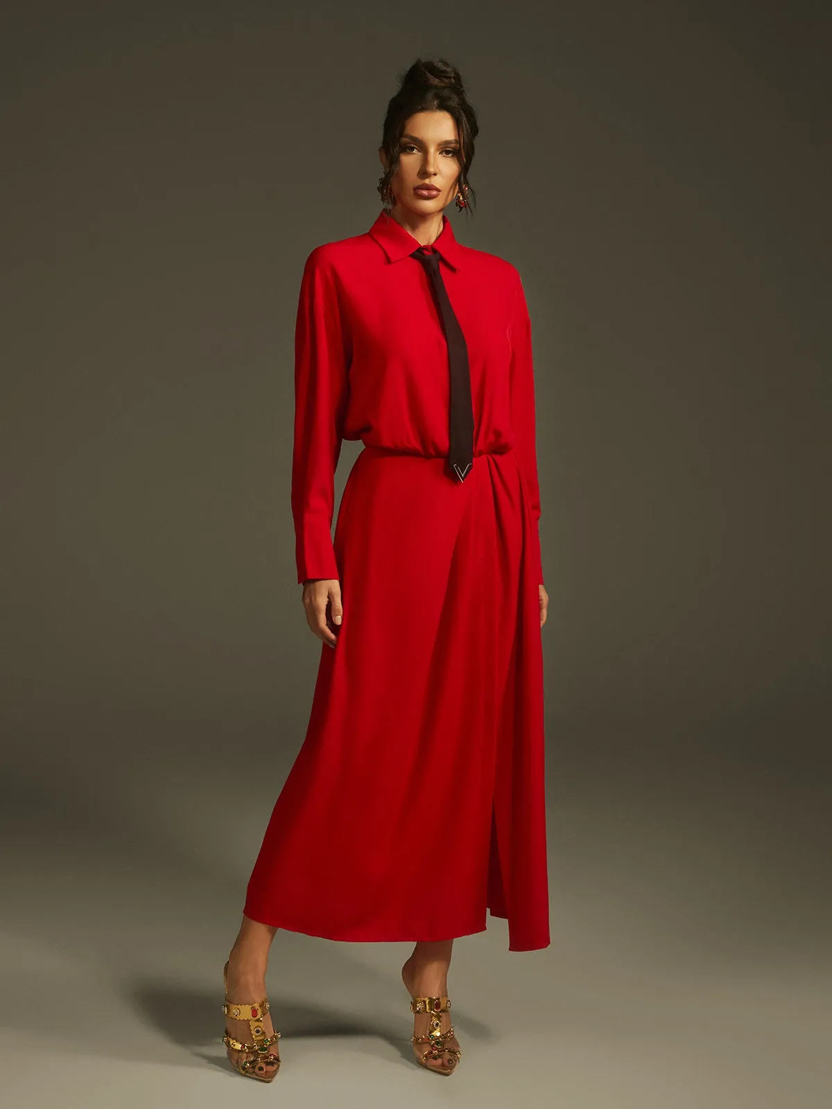 Lamech Folded Collar Split Maxi Dress sold by Mew Mews product image thumbnail 2