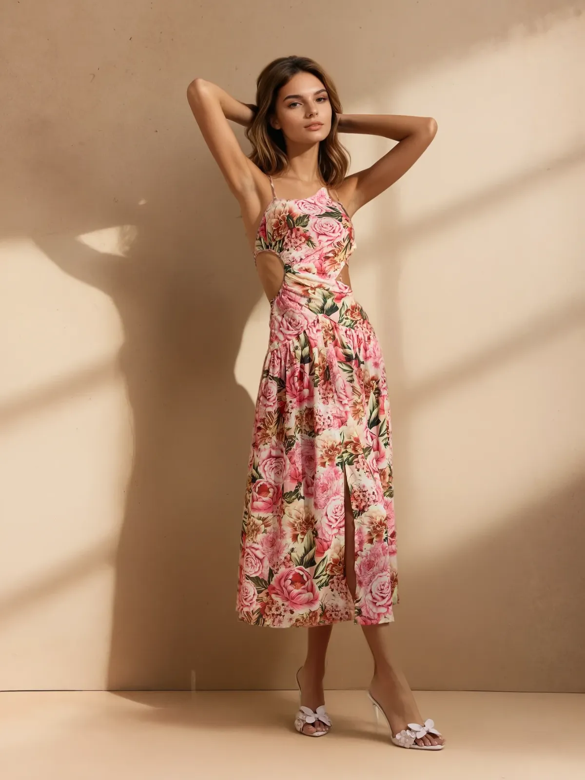 Qexis Floral Printed Cutout Midi Dress sold by Mew Mews product image thumbnail 4
