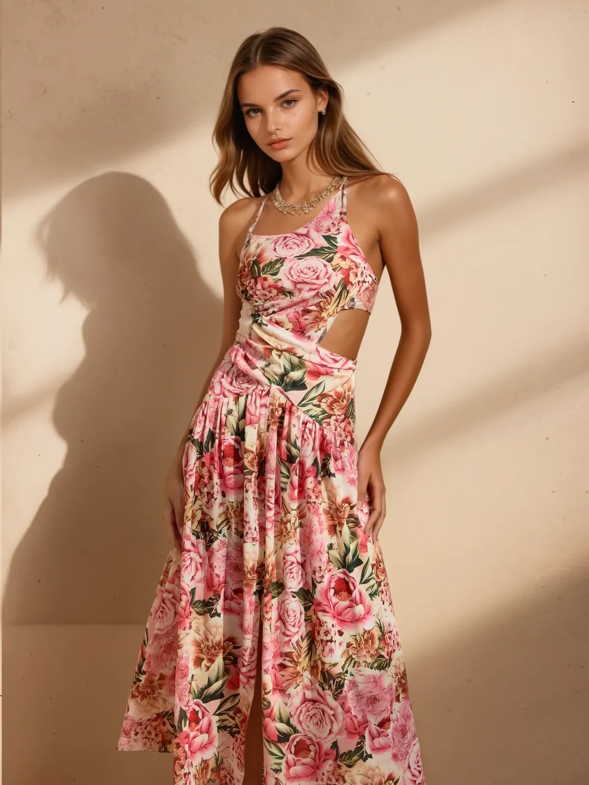 Qexis Floral Printed Cutout Midi Dress sold by Mew Mews product image thumbnail 3