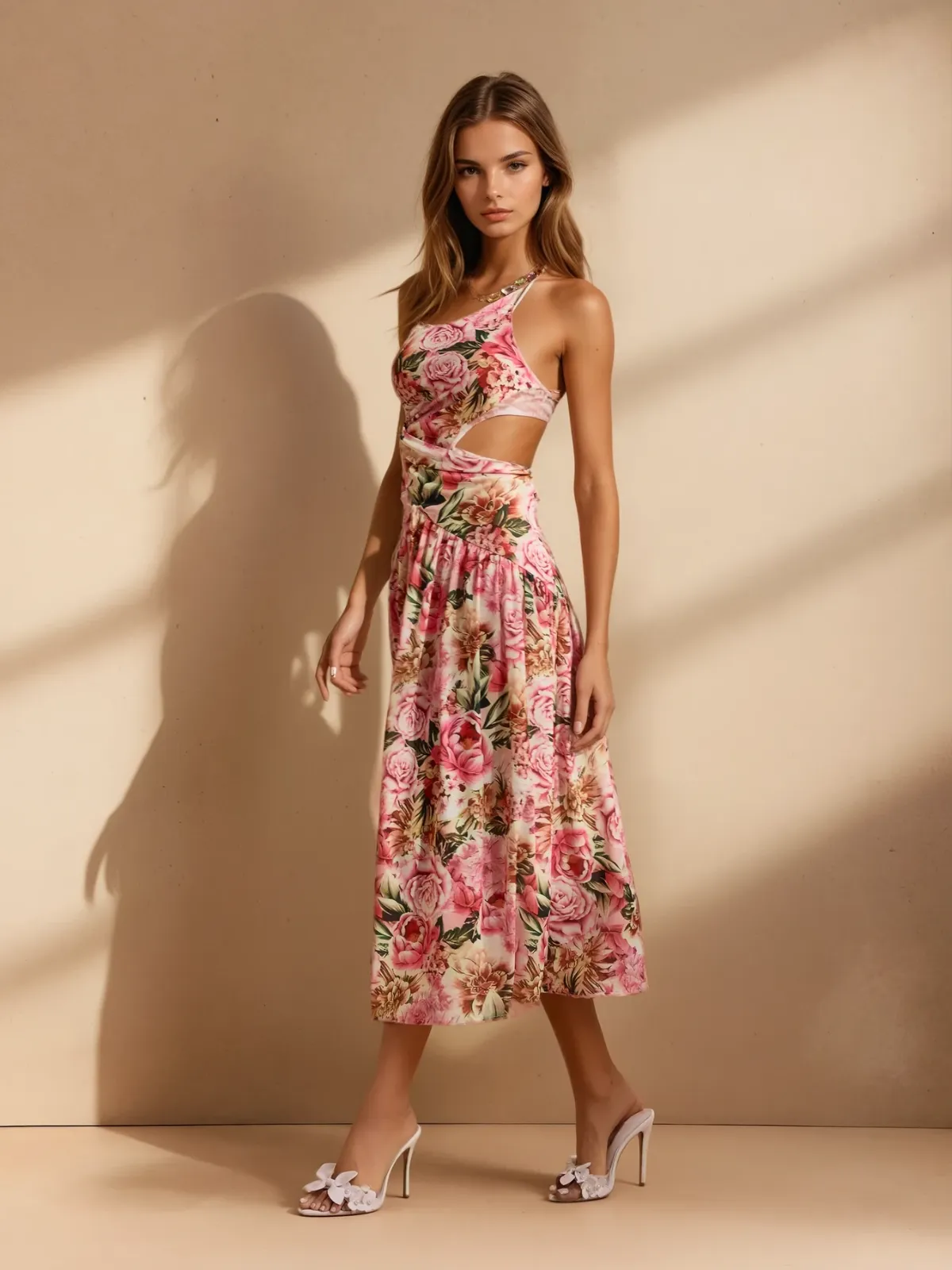 Qexis Floral Printed Cutout Midi Dress sold by Mew Mews product image thumbnail 2