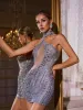Tyndis Halterneck Rhinestone Mini Dress sold by Mew Mews