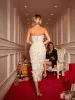 Dimitri Strapless Flower Embroidered Midi Dress sold by Mew Mews