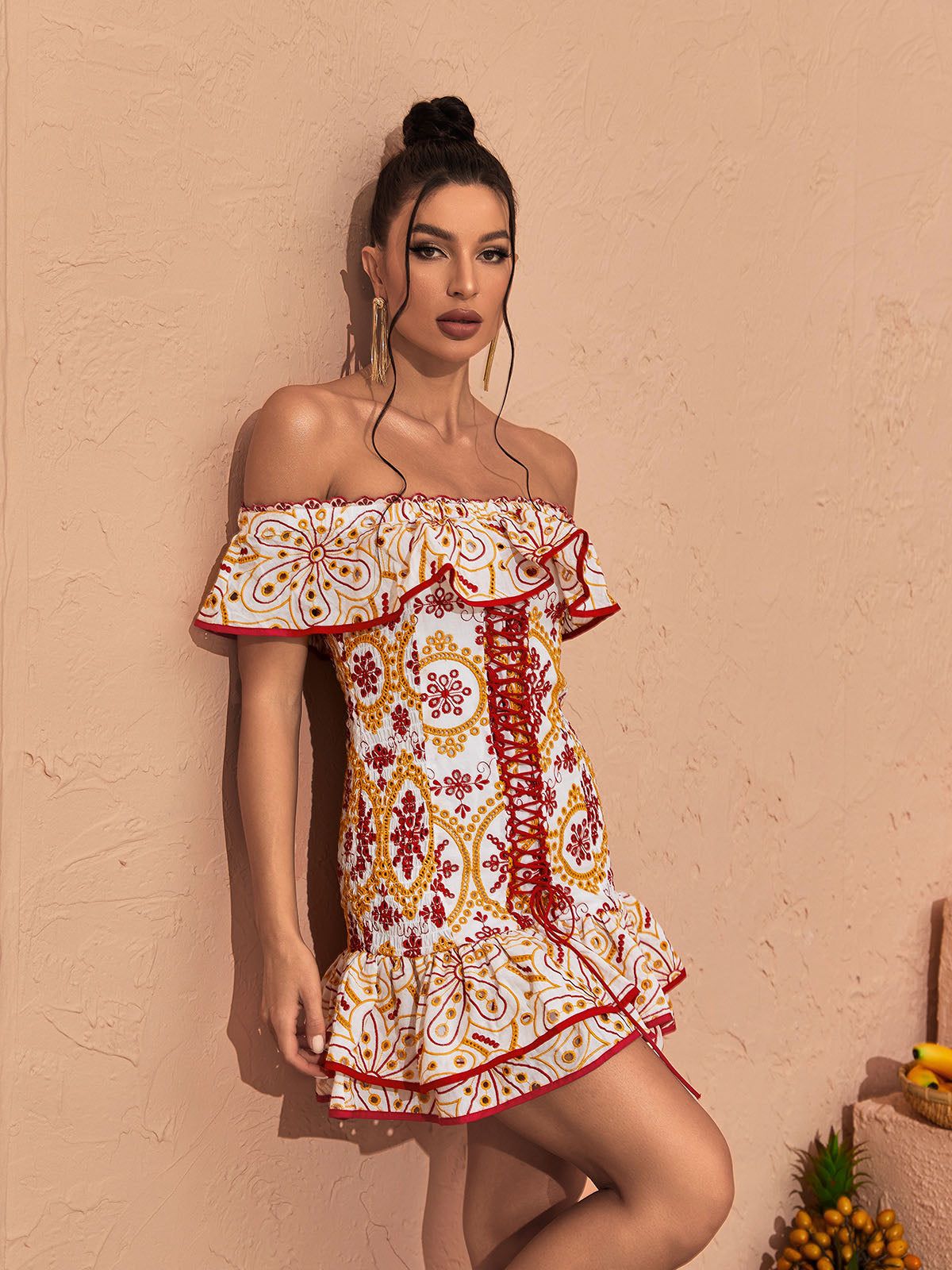 Amabel Off Shoulder Ruffle Mini Dress sold by Mew Mews product image thumbnail 4
