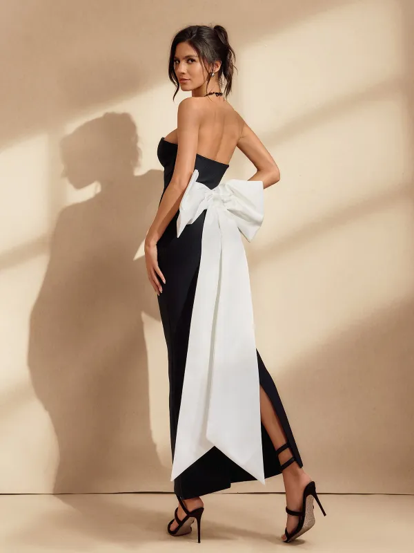 Ninita Strapless Bow Bandage Maxi Dress sold by Mew Mews