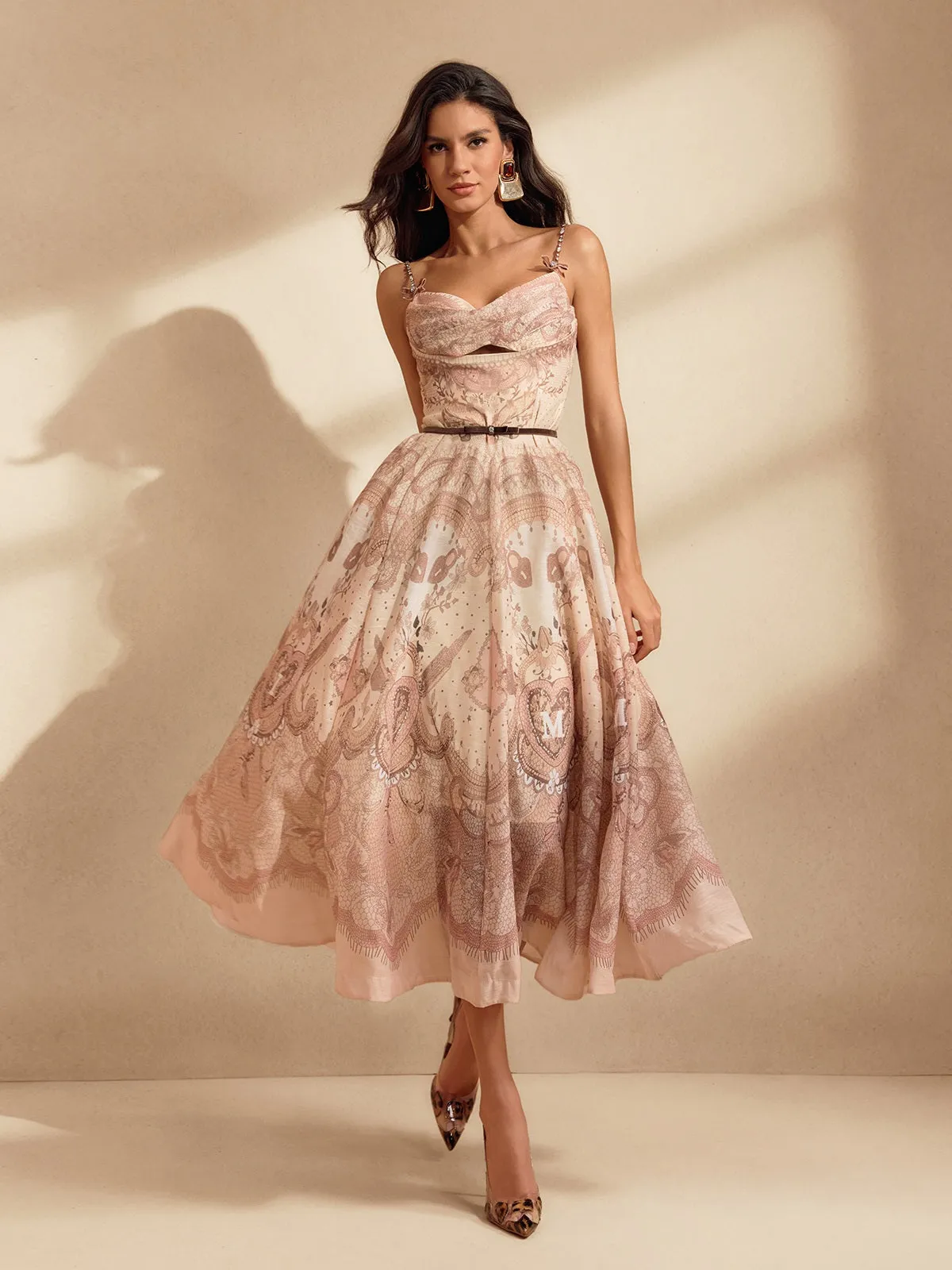 Nerys Spaghetti Printed Midi Dress sold by Mew Mews product image thumbnail 2