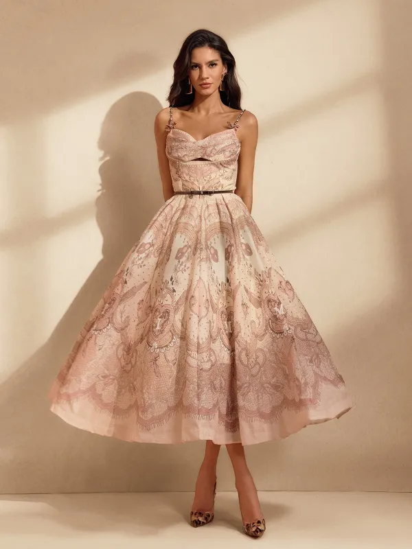 Nerys Spaghetti Printed Midi Dress sold by Mew Mews