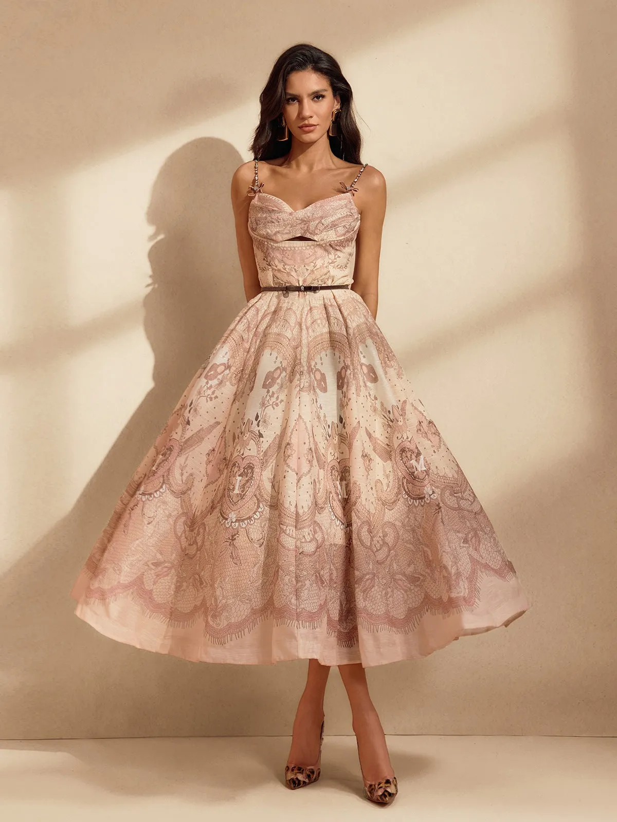 Nerys Spaghetti Printed Midi Dress sold by Mew Mews