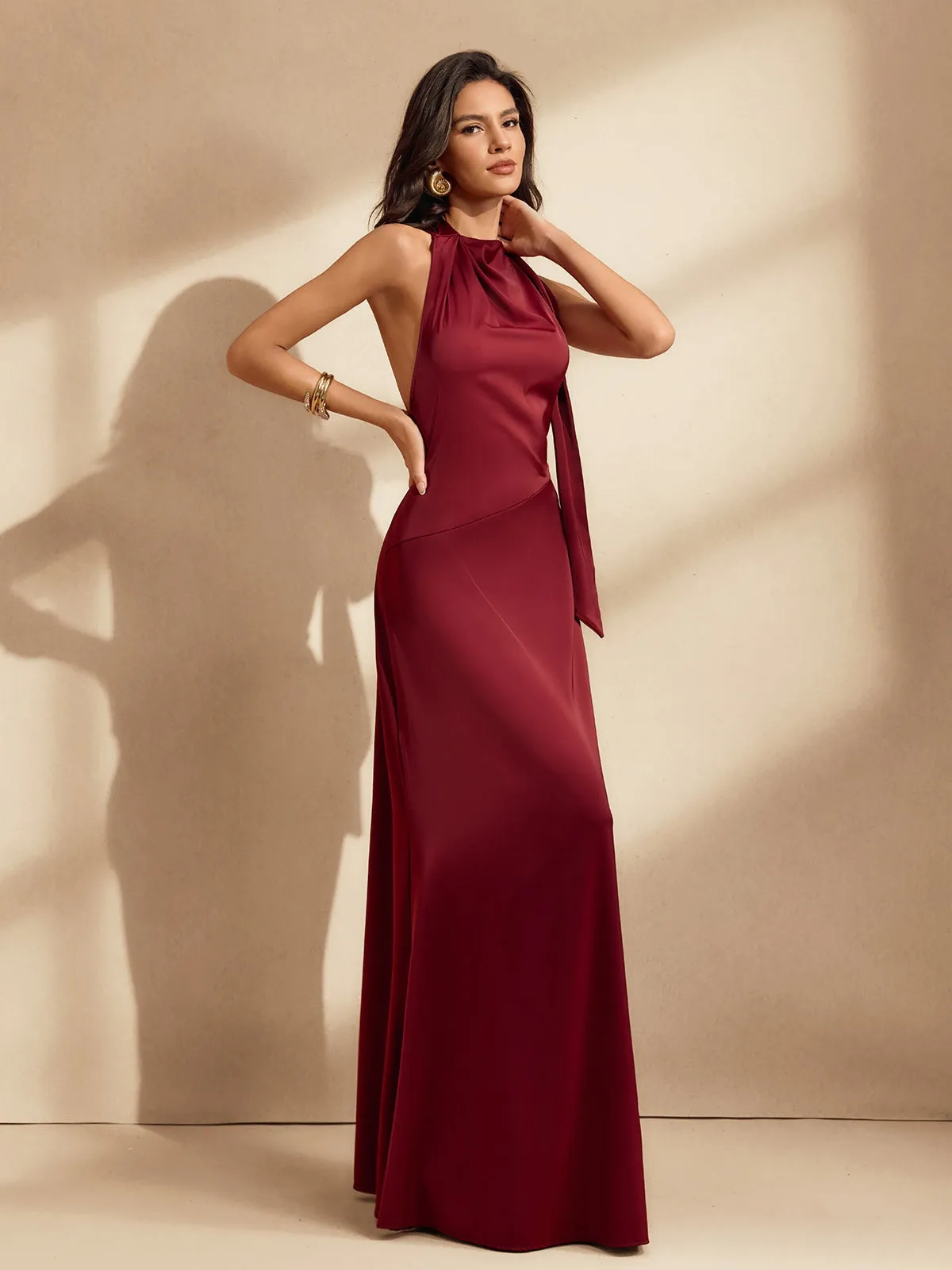 Nauricia Backless Satin Maxi Dress sold by Mew Mews product image thumbnail 4
