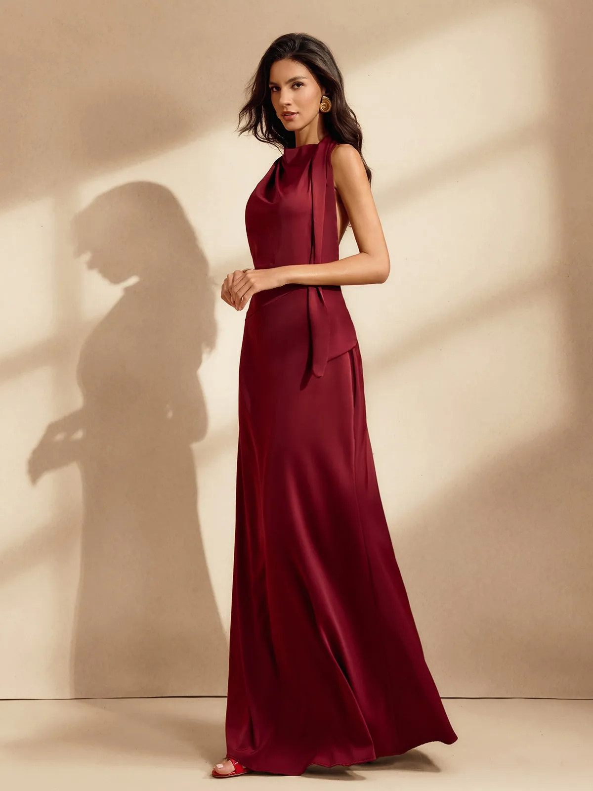 Nauricia Backless Satin Maxi Dress sold by Mew Mews product image thumbnail 5
