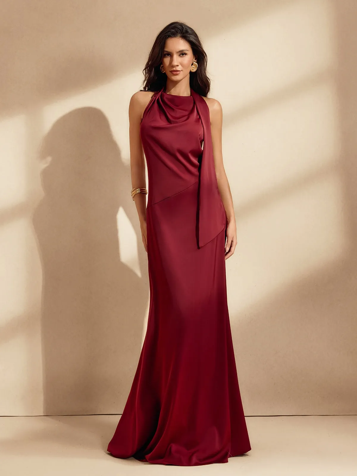 Nauricia Backless Satin Maxi Dress sold by Mew Mews product image thumbnail 2