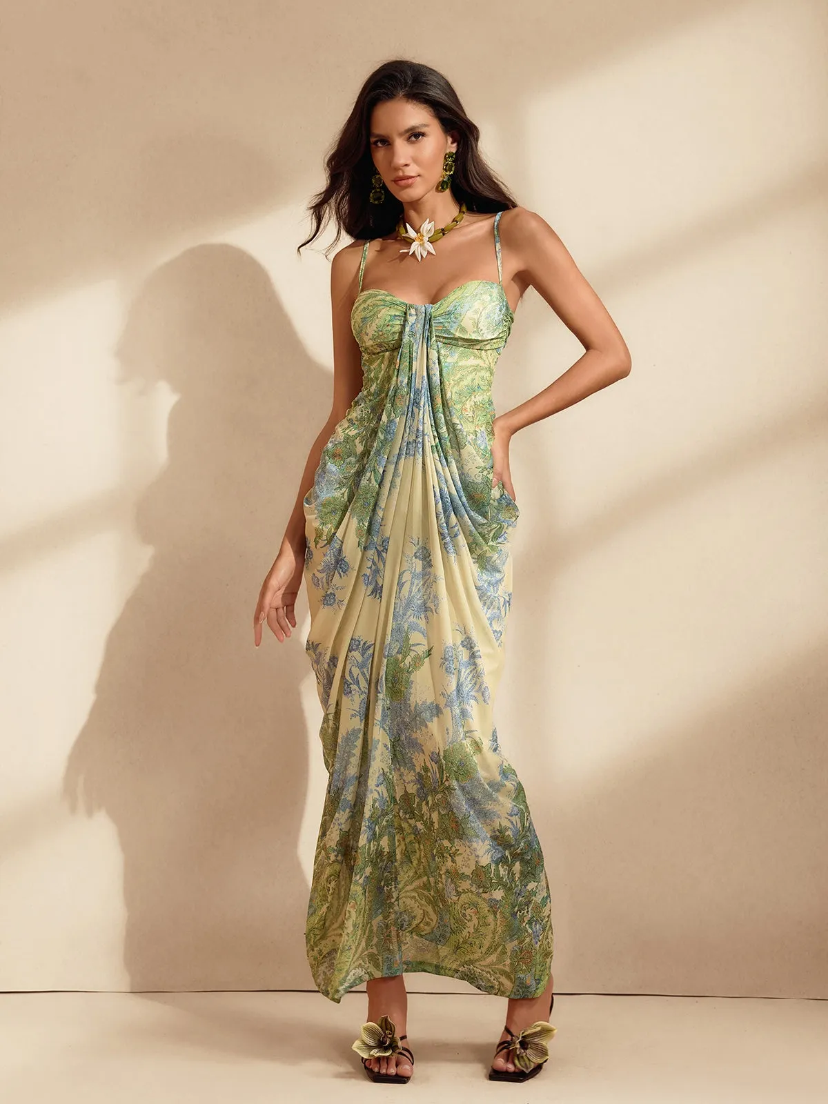 Wrythos Spaghetti Floral Maxi Dress sold by Mew Mews product image thumbnail 2