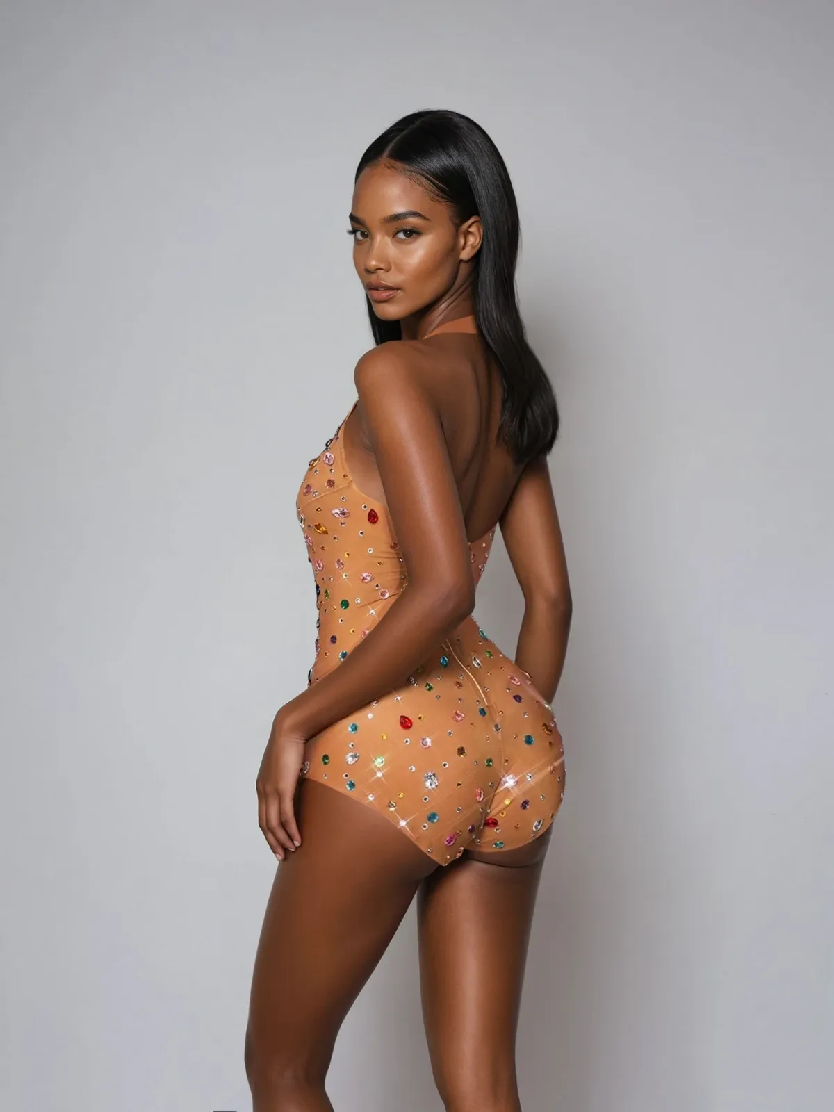 Aerovyx Sleeveless Rhinestone Mesh Bodysuit sold by Mew Mews product image thumbnail 4