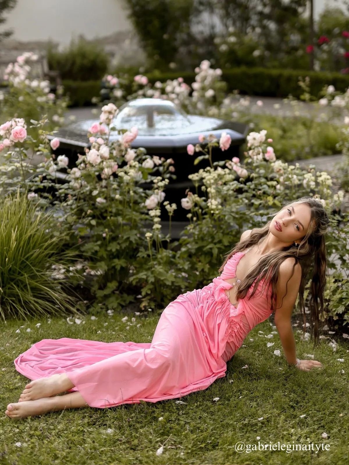 Daiki Halterneck Ruched Maxi Dress In Pink sold by Mew Mews product image thumbnail 4