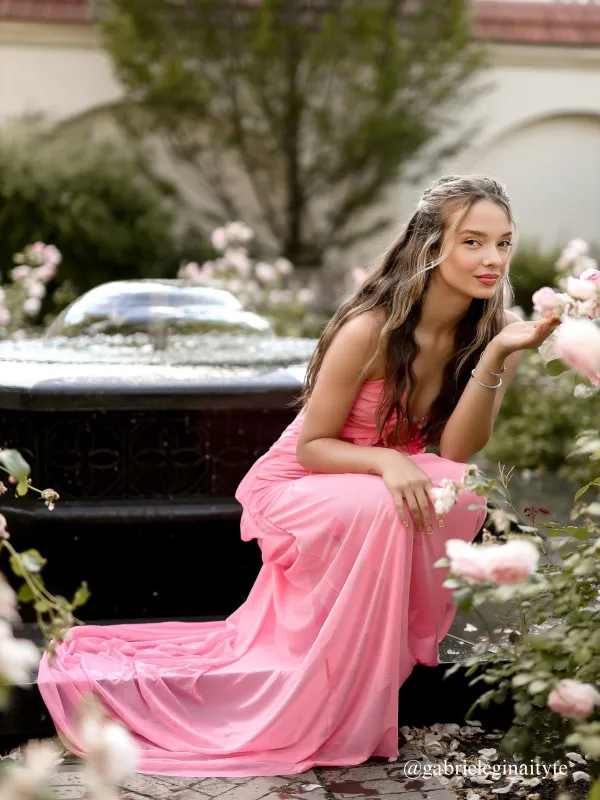 Daiki Halterneck Ruched Maxi Dress In Pink sold by Mew Mews