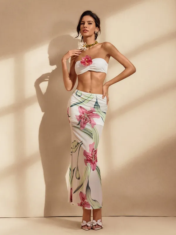 Waelyra Strapless Floral Skirt Set sold by Mew Mews