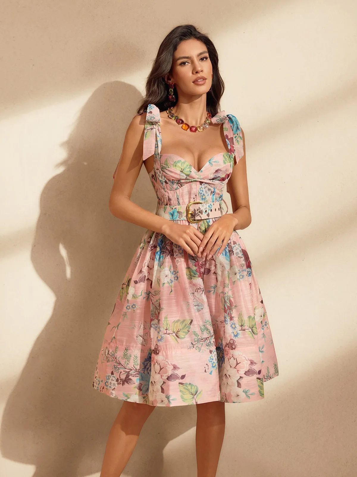 Nelia Spaghetti Floral Printed Mini Dress sold by Mew Mews product image thumbnail 4