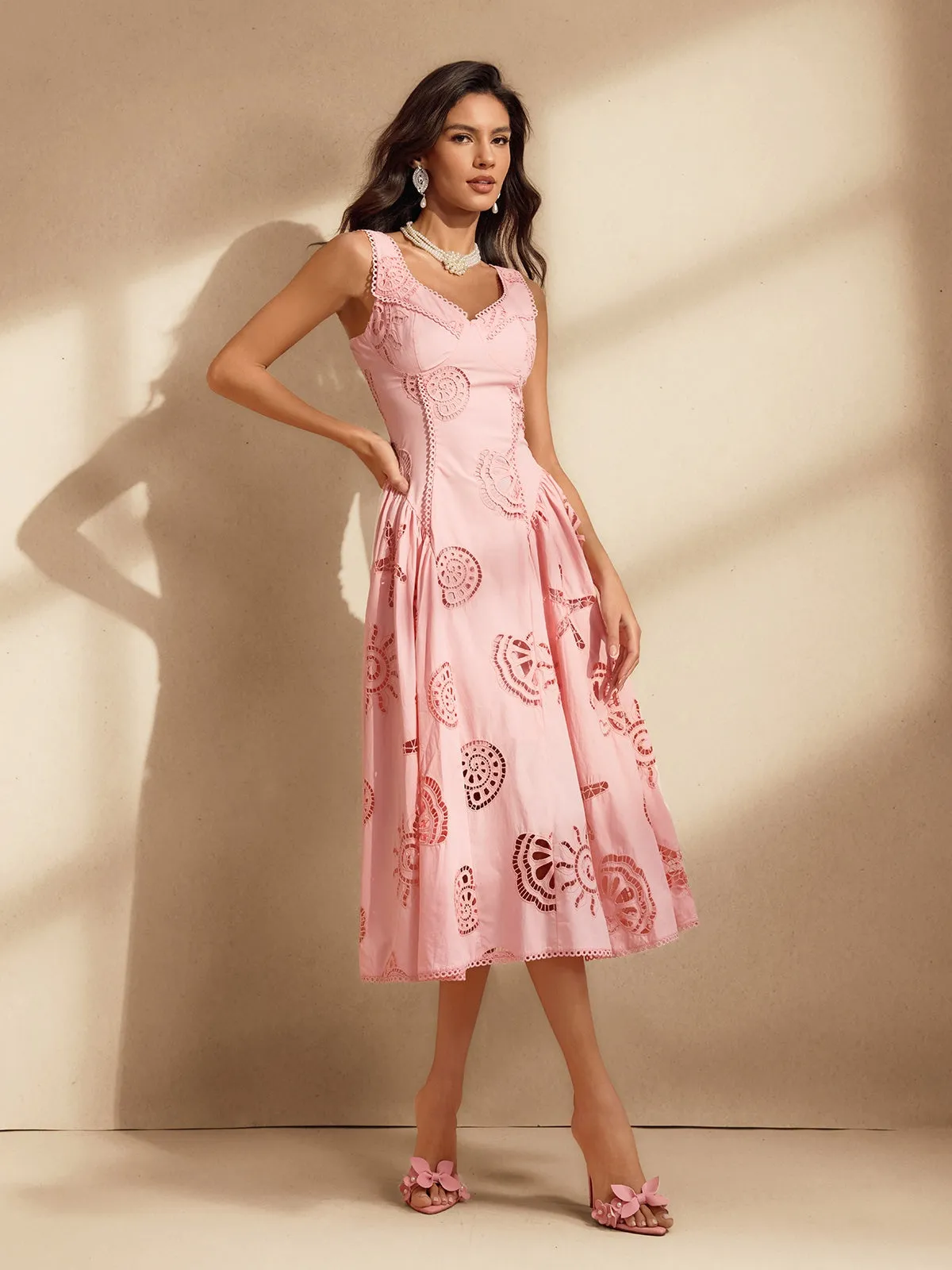 Nawra Sleeveless Cutout Embroidered Midi Dress sold by Mew Mews product image thumbnail 5