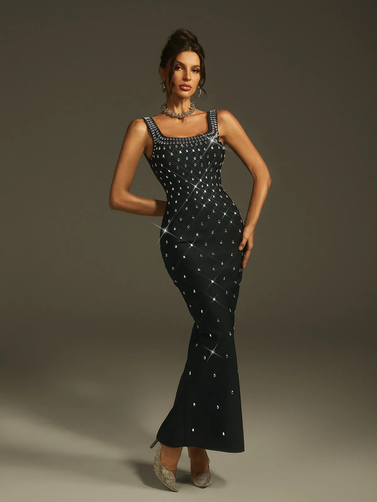 Levina Sleeveless Crystal Bandage Maxi Dress sold by Mew Mews product image thumbnail 4