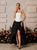Xexor Strapless Ruched Maxi Dress In Black sold by Mew Mews