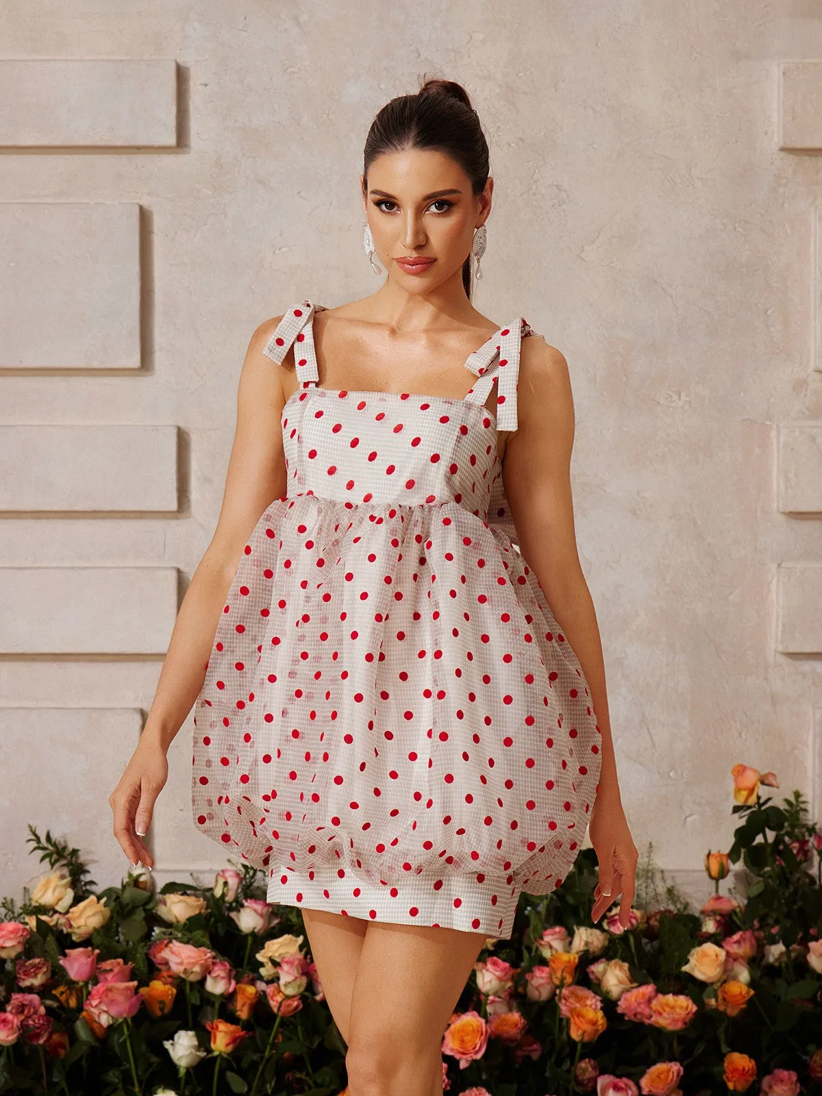 Aurethys Spaghetti Dot Bow Mini Dress sold by Mew Mews product image thumbnail 3