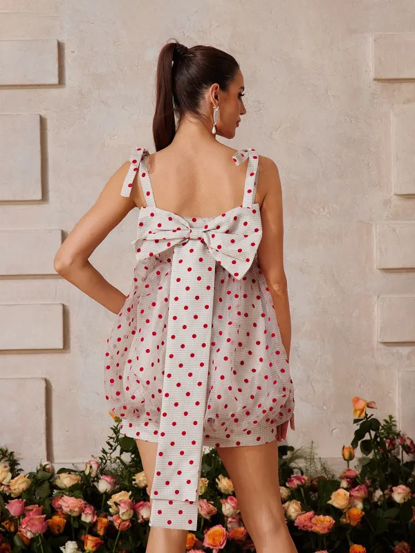 Aurethys Spaghetti Dot Bow Mini Dress sold by Mew Mews