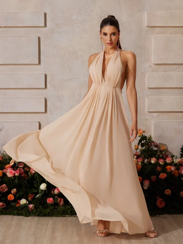 Voidcrest Halterneck Ruched Maxi Dress sold by Mew Mews