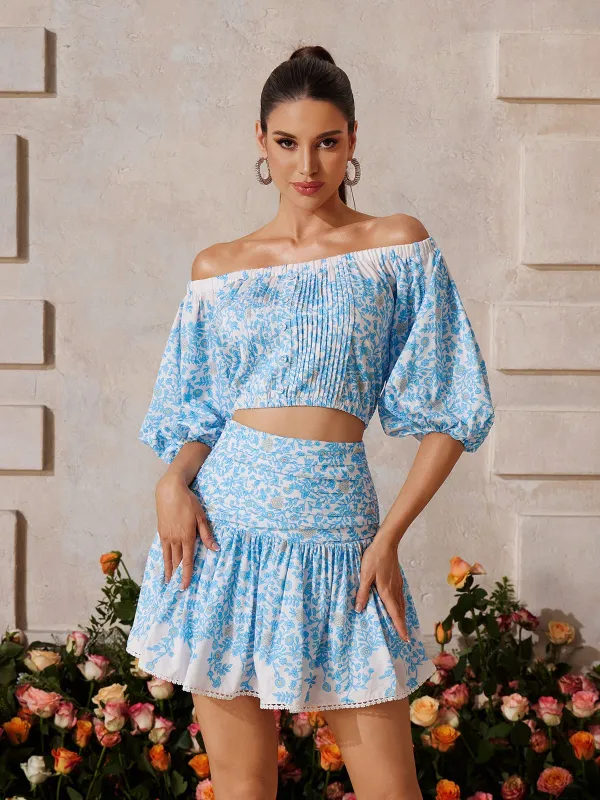 Zexor Off Shoulder Printed Skirt Set sold by Mew Mews