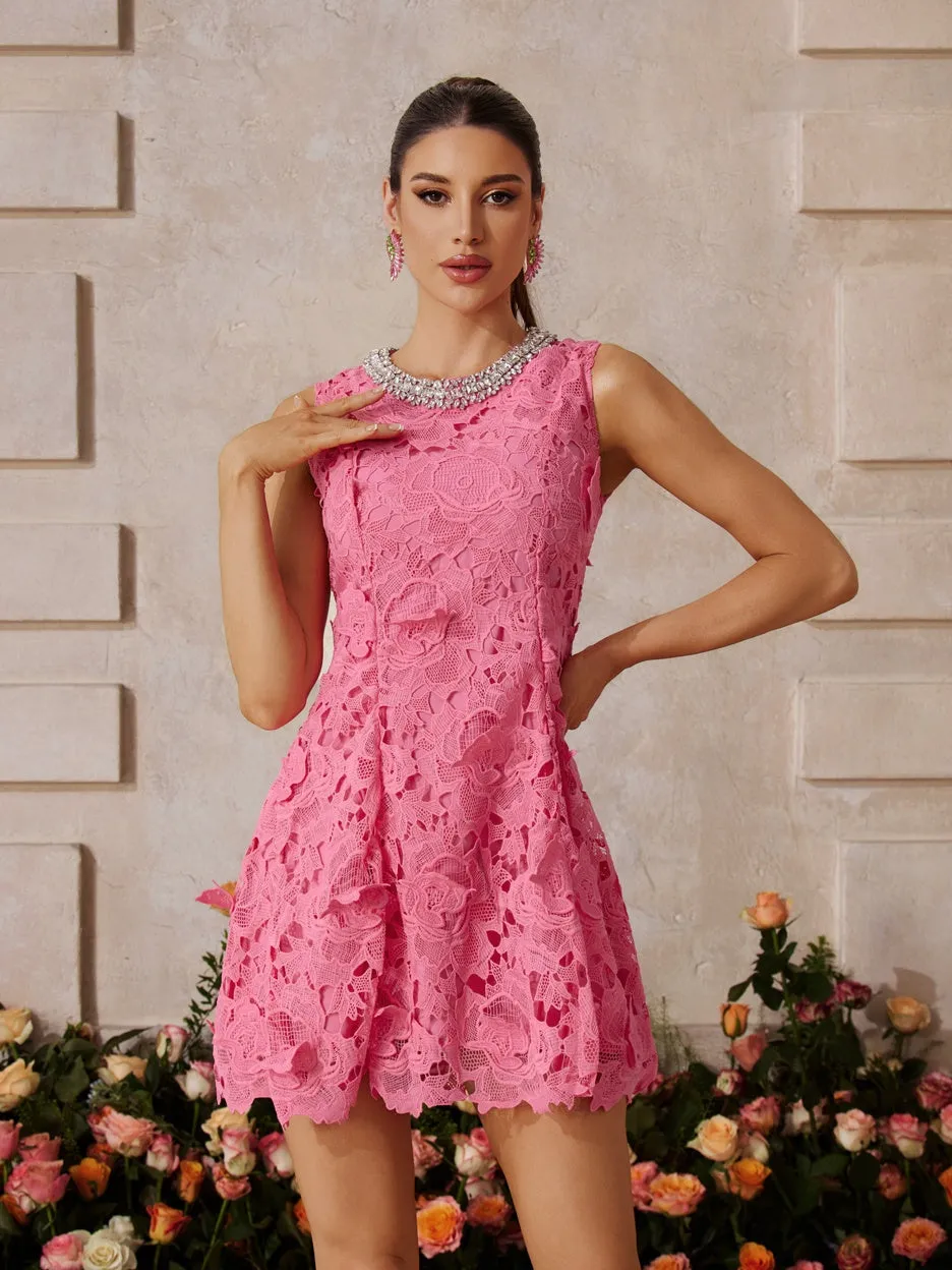 Xaeltrix Sleeveless Embroidered Mini Dress sold by Mew Mews product image thumbnail 3