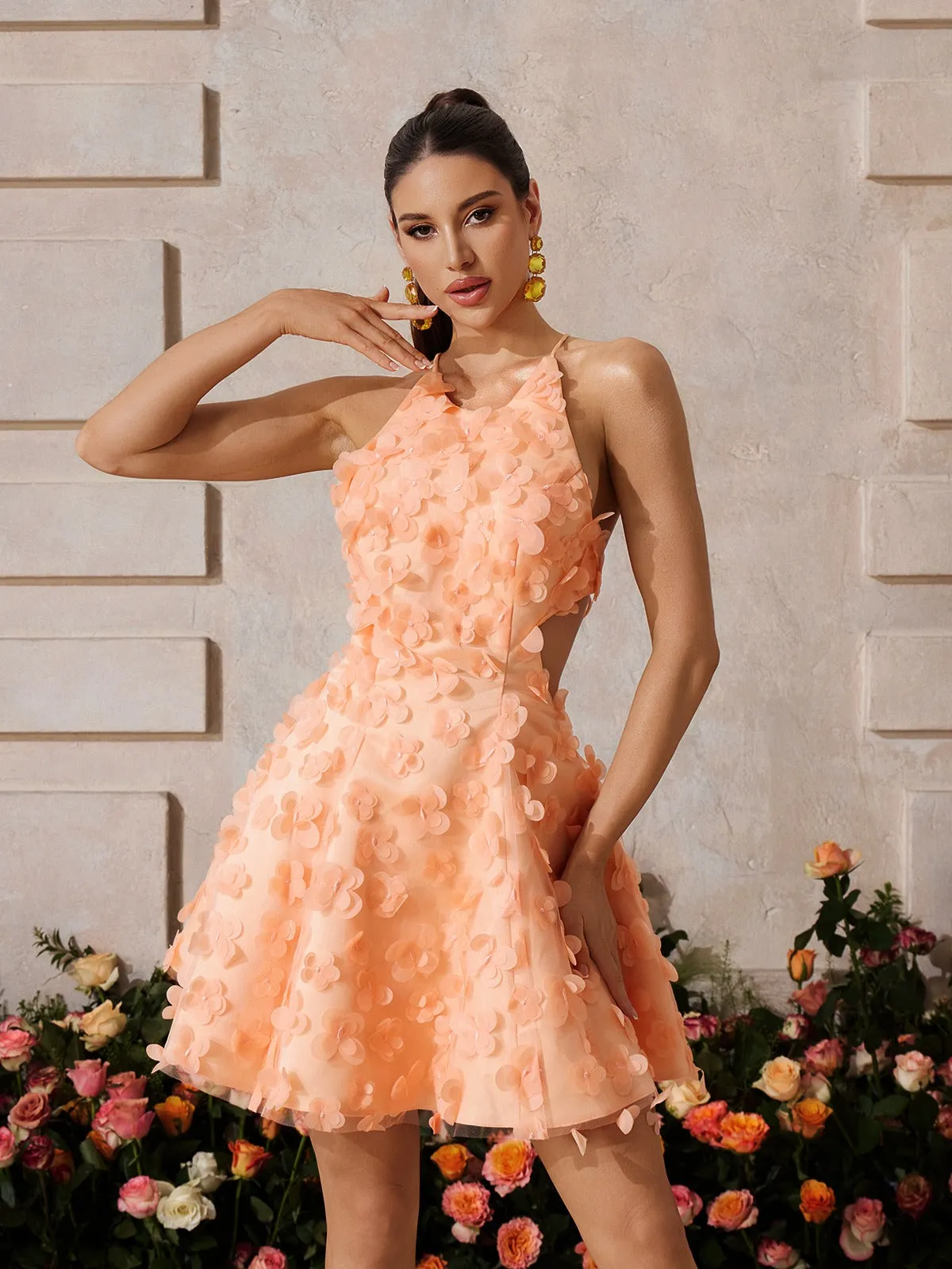 Xyrndis Backless Flower Mini Dress sold by Mew Mews product image thumbnail 4