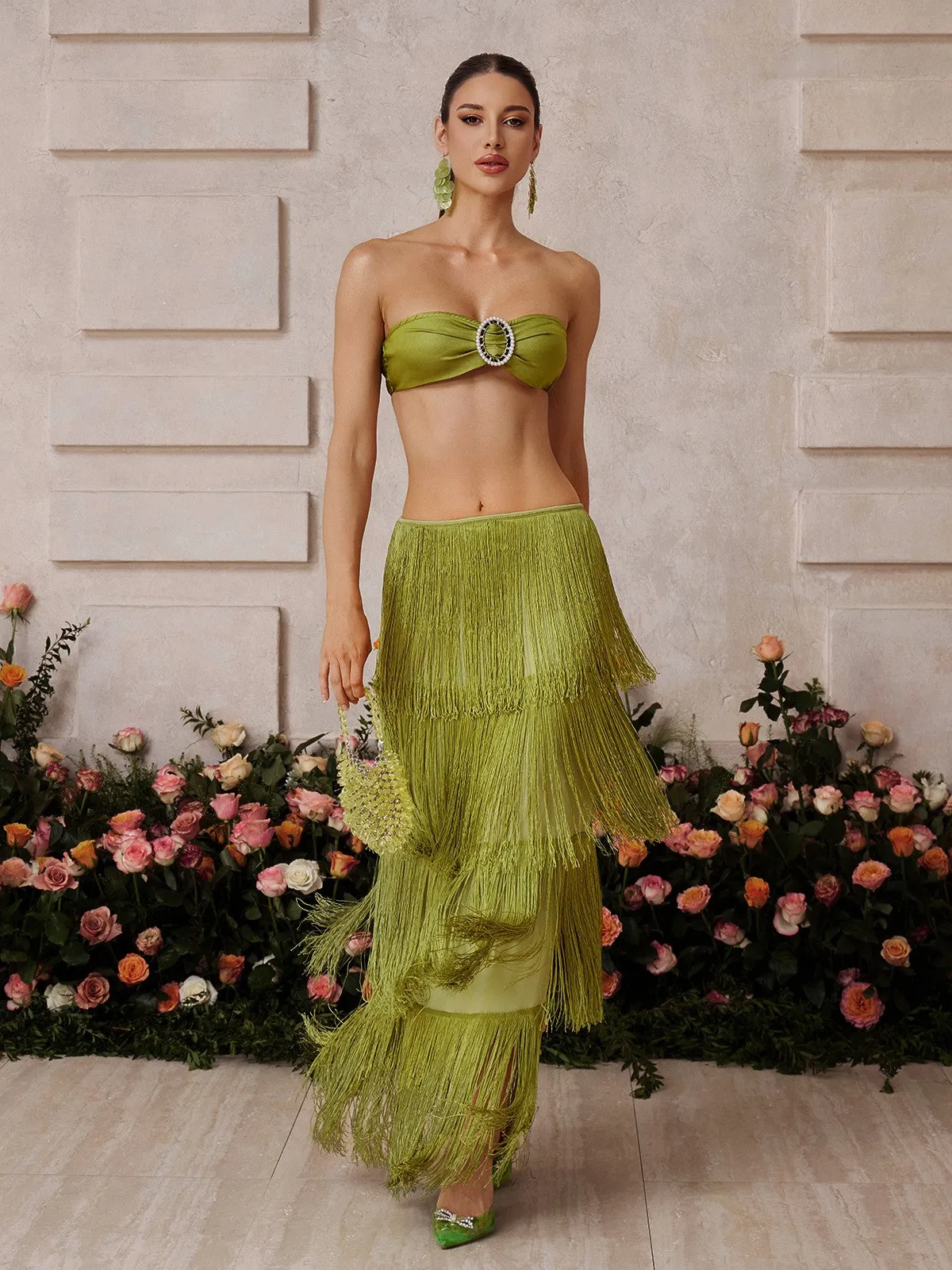 Xyrxan Strapless Fringe Skirt Set sold by Mew Mews product image thumbnail 2