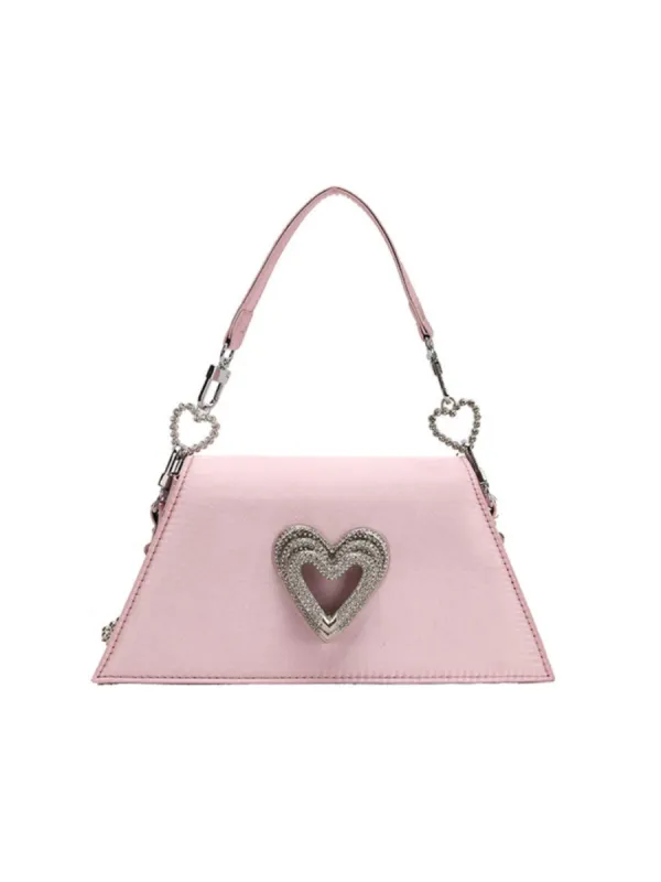 Lakelyn Crystal Heart Pink Kelly Bag sold by Mew Mews