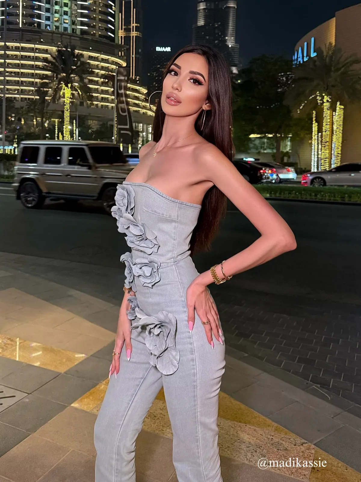 Dalila Strapless Flower Denim Jumpsuit sold by Mew Mews product image thumbnail 2