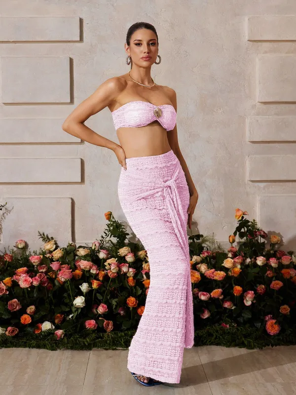 Zyrndis Strapless Seashell Skirt Set In Pink sold by Mew Mews