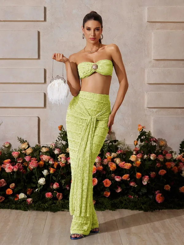 Zyrndis Strapless Seashell Skirt Set In Green sold by Mew Mews