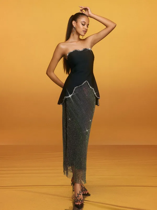 Reggie Rhinestone Bandage Skirt Set sold by Mew Mews