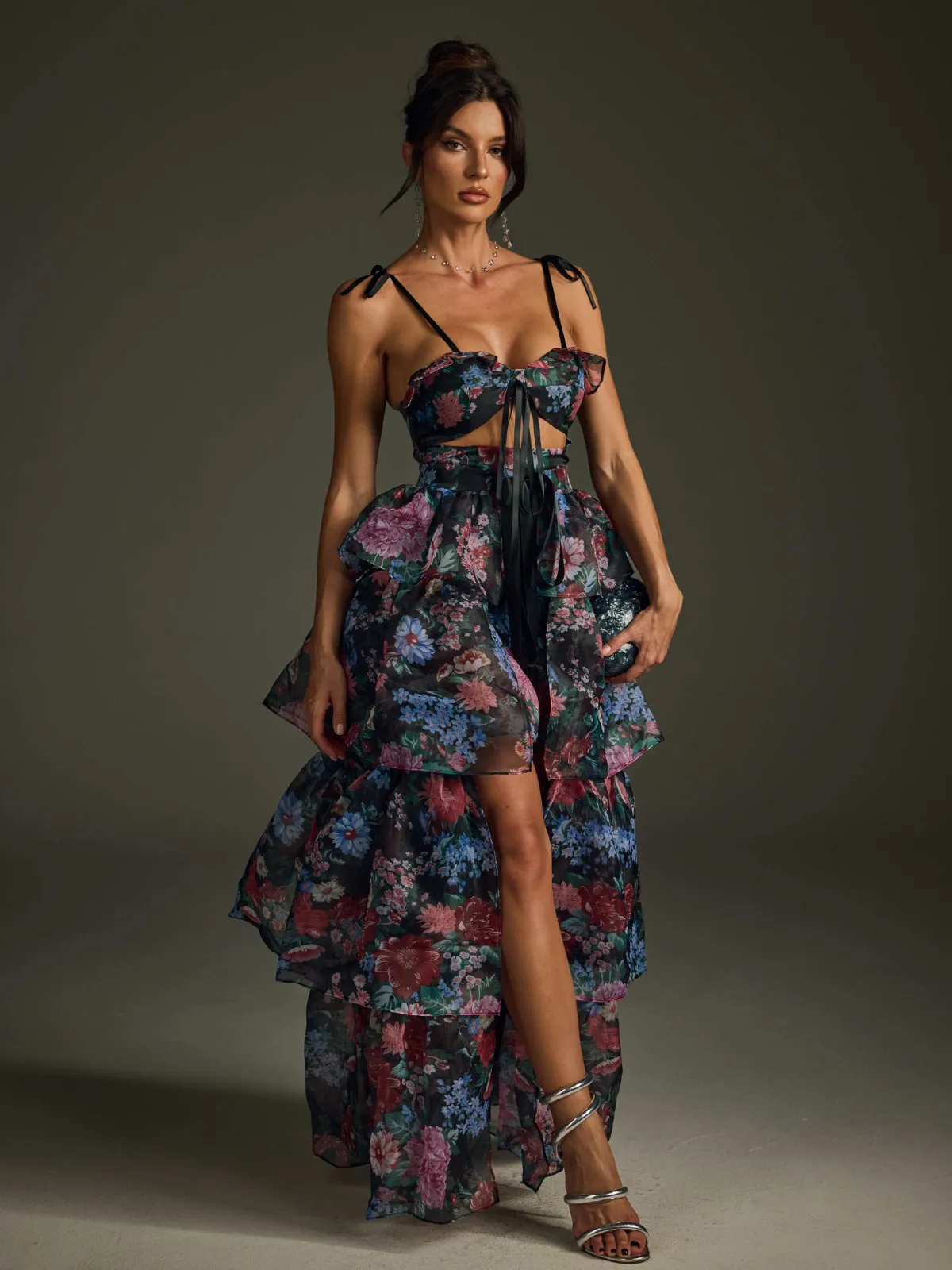 Nalima Floral Printed Skirt Set In Black sold by Mew Mews product image thumbnail 3