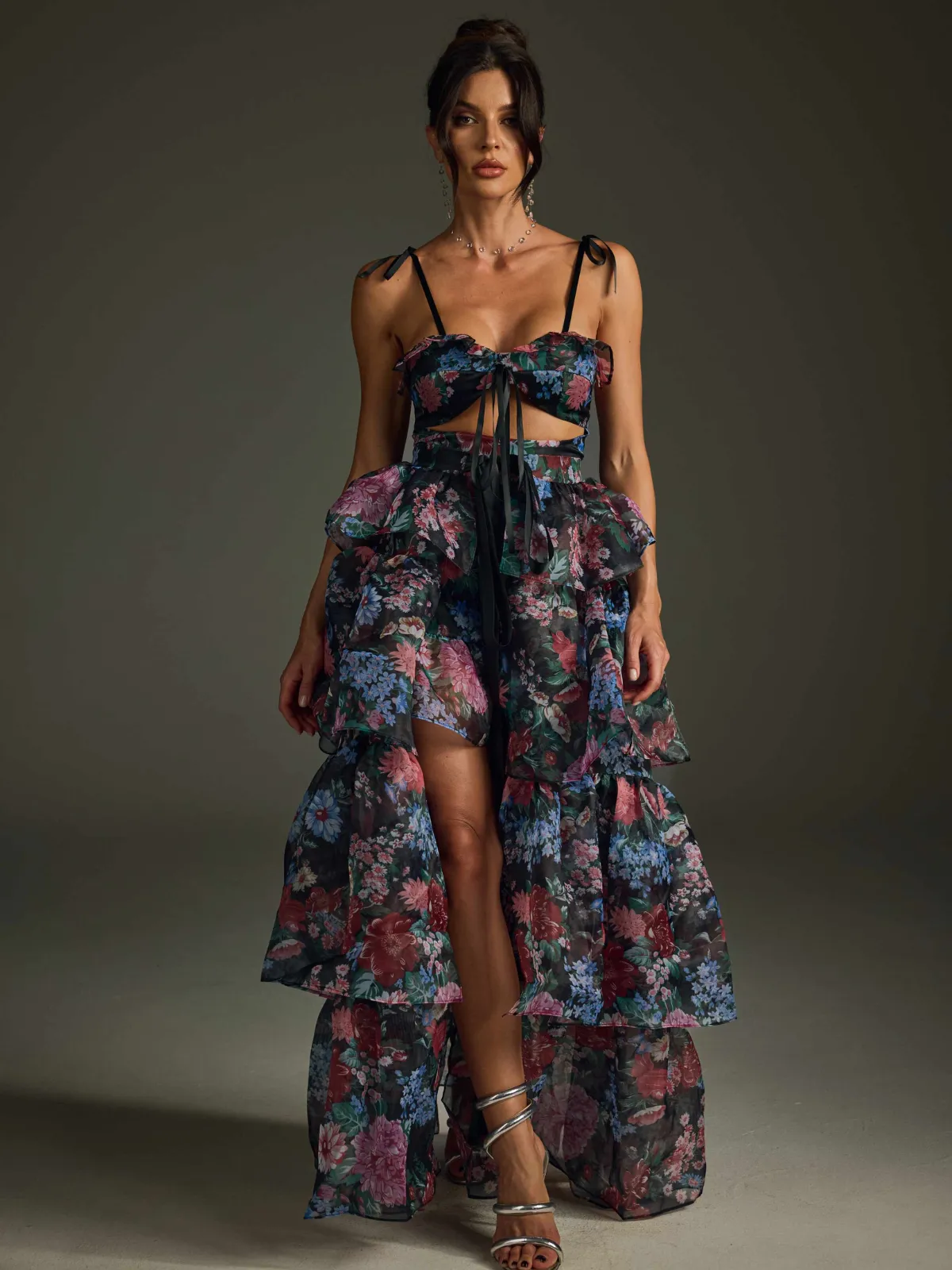 Nalima Floral Printed Skirt Set In Black sold by Mew Mews